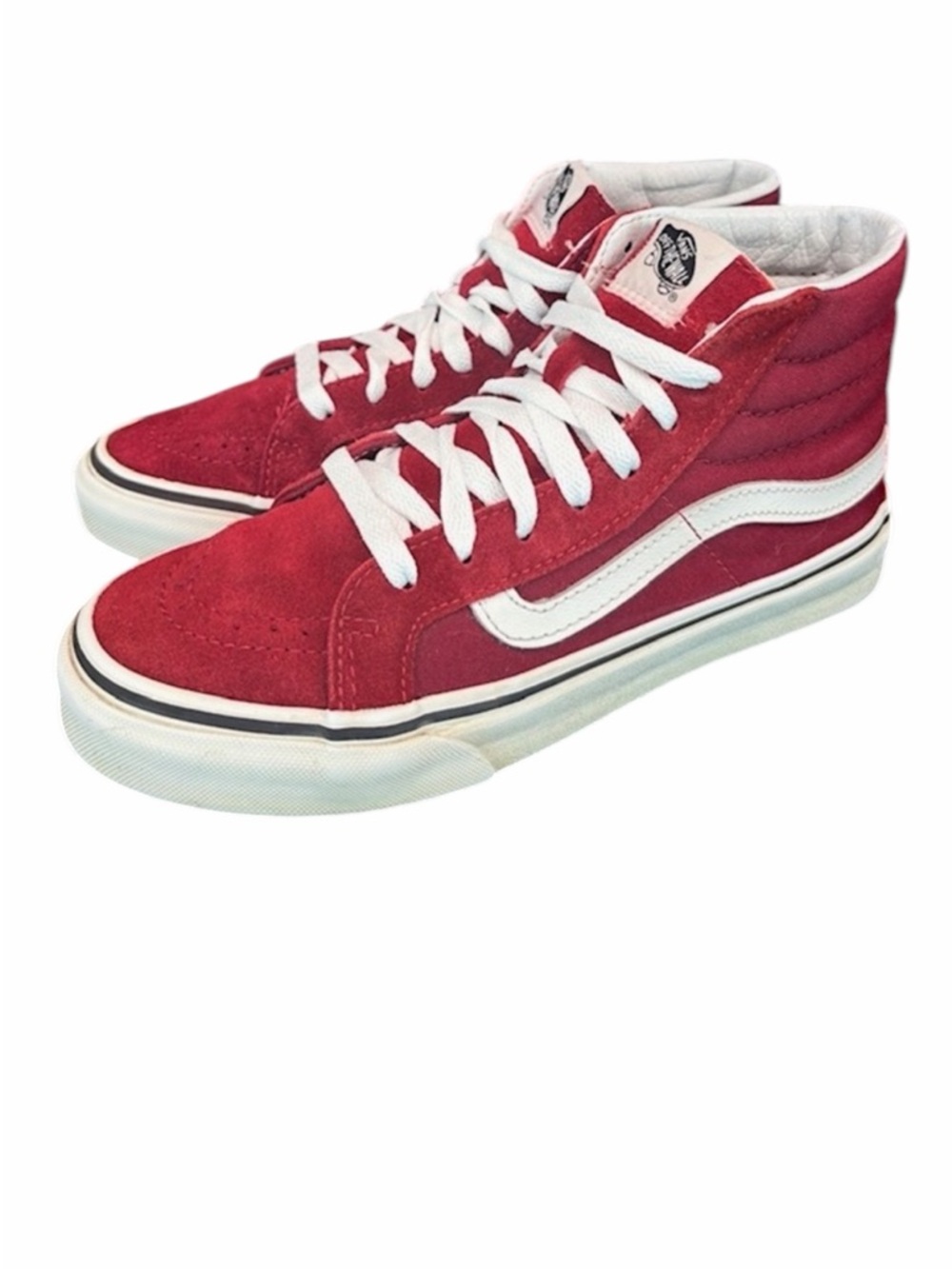 Vans Woman’s Burgundy and White High-Top Sneakers Size 6.5